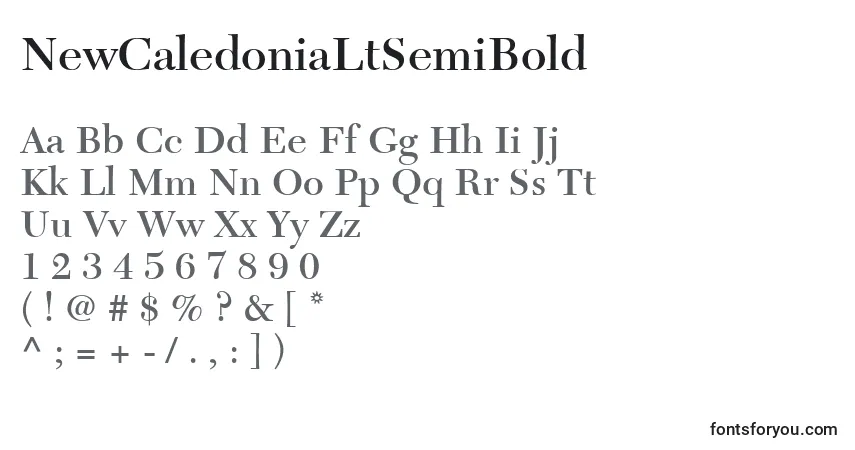 Schriftart NewCaledoniaLtSemiBold – Alphabet, Zahlen, spezielle Symbole