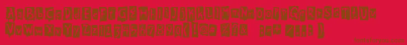 Fonte BeatMyGuest – fontes marrons em um fundo vermelho