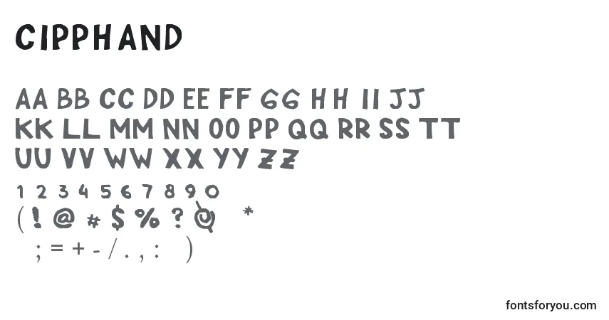 A fonte CippHand – alfabeto, números, caracteres especiais