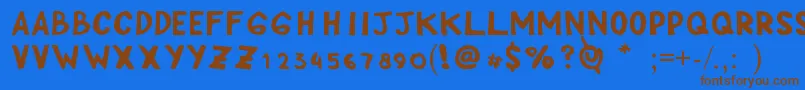 フォントCippHand – 茶色の文字が青い背景にあります。