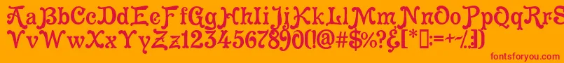 フォントCleopatra – オレンジの背景に赤い文字