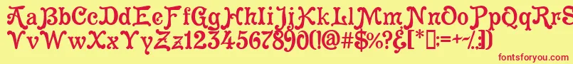 Cleopatra Font – Red Fonts on Yellow Background