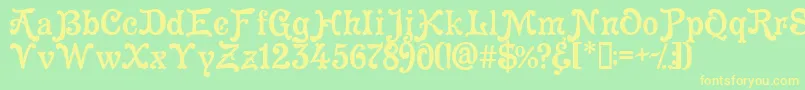 Cleopatra Font – Yellow Fonts on Green Background