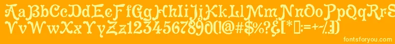 フォントCleopatra – オレンジの背景に黄色の文字