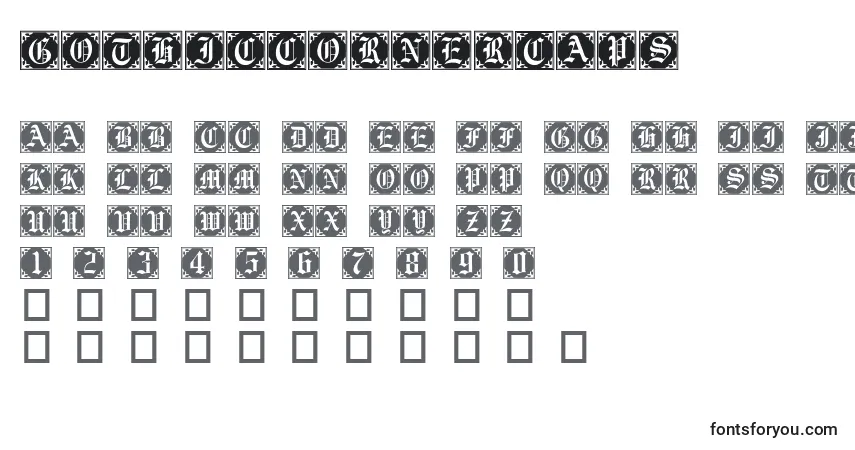 Шрифт Gothiccornercaps – алфавит, цифры, специальные символы