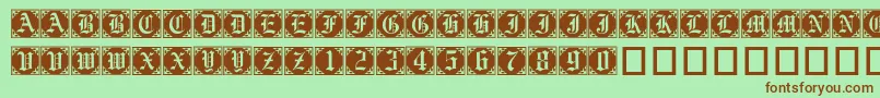 Gothiccornercaps-fontti – ruskeat fontit vihreällä taustalla