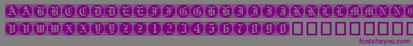Gothiccornercaps-fontti – violetit fontit harmaalla taustalla