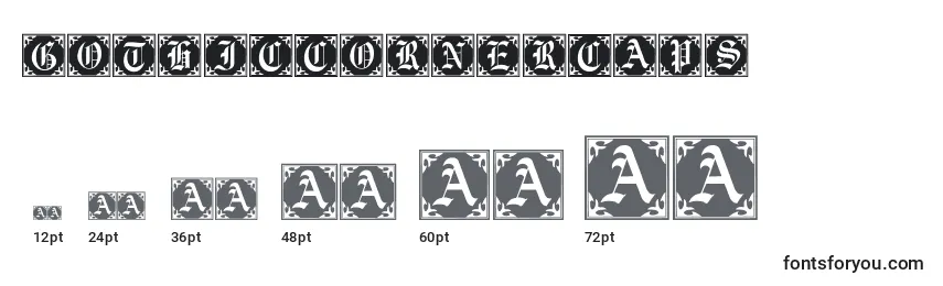 Размеры шрифта Gothiccornercaps