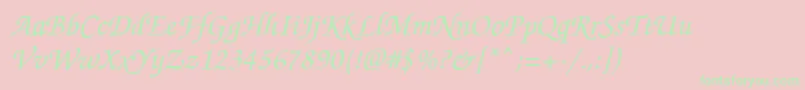 フォントFlorencescriptRegular – ピンクの背景に緑の文字