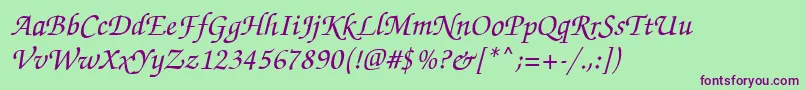 FlorencescriptRegular Font – Purple Fonts on Green Background