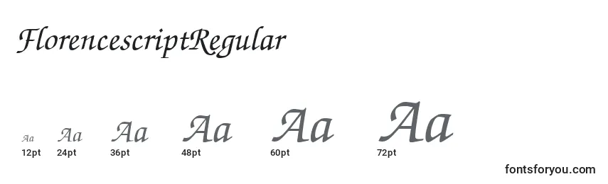 Размеры шрифта FlorencescriptRegular
