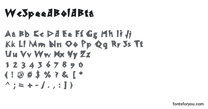 A fonte WcSpeedBoldBta – alfabeto, números, caracteres especiais