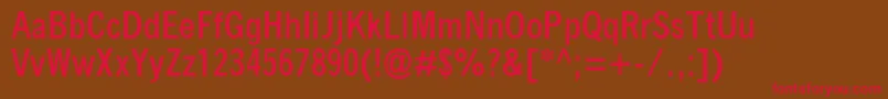 QuicktypeCondensedBold-Schriftart – Rote Schriften auf braunem Hintergrund