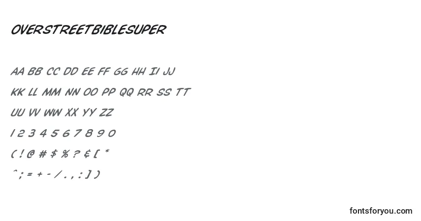Czcionka Overstreetbiblesuper – alfabet, cyfry, specjalne znaki