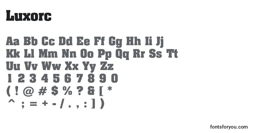A fonte Luxorc – alfabeto, números, caracteres especiais