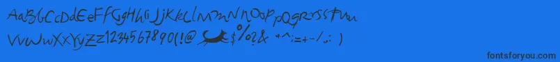 Foxjump-Schriftart – Schwarze Schriften auf blauem Hintergrund