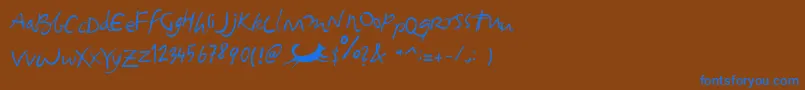 Foxjump-Schriftart – Blaue Schriften auf braunem Hintergrund