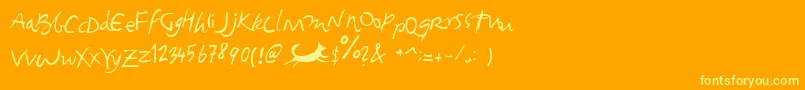 Foxjump-Schriftart – Gelbe Schriften auf orangefarbenem Hintergrund