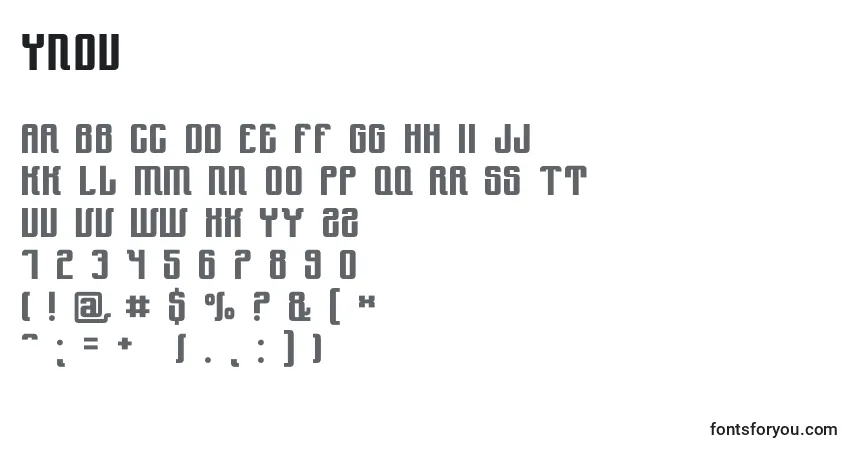 Шрифт Yndu – алфавит, цифры, специальные символы