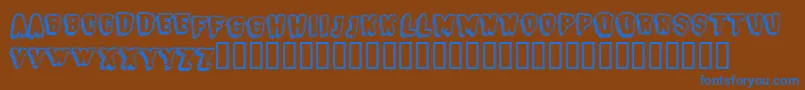 Fonte BjSugarcreep – fontes azuis em um fundo marrom