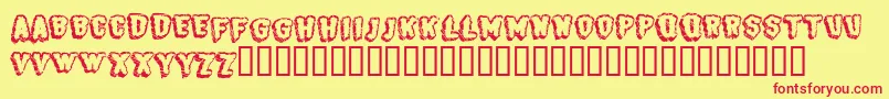 BjSugarcreep Font – Red Fonts on Yellow Background