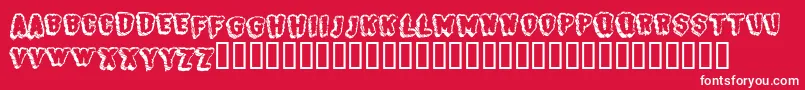 Fonte BjSugarcreep – fontes brancas em um fundo vermelho