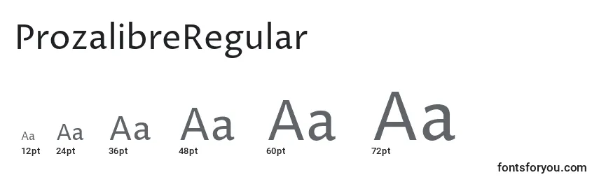 Размеры шрифта ProzalibreRegular