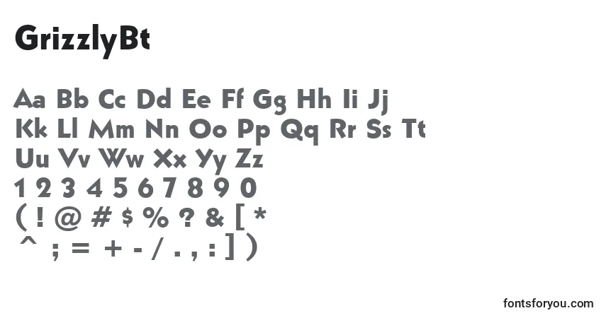 Schriftart GrizzlyBt – Alphabet, Zahlen, spezielle Symbole