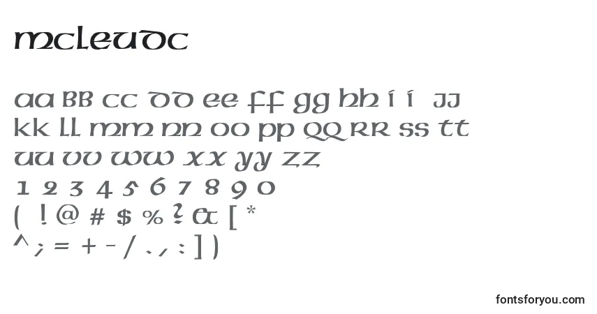 A fonte Mcleudc – alfabeto, números, caracteres especiais