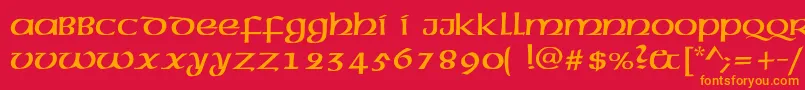 フォントMcleudc – 赤い背景にオレンジの文字