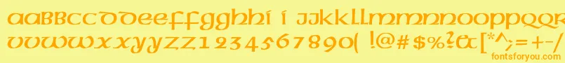 Czcionka Mcleudc – pomarańczowe czcionki na żółtym tle