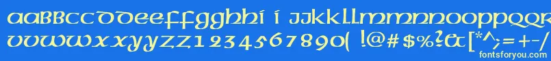 フォントMcleudc – 黄色の文字、青い背景