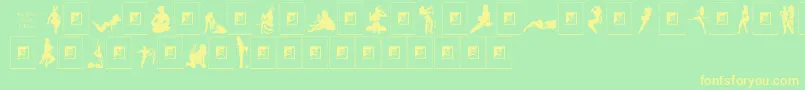 SexySilouetteStencils-Schriftart – Gelbe Schriften auf grünem Hintergrund