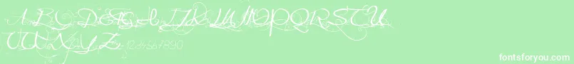 Fonte Onedaybeforerain – fontes brancas em um fundo verde