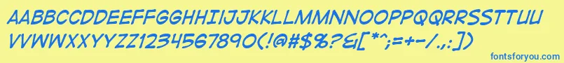 fuente DigitalstripbbItal – Fuentes Azules Sobre Fondo Amarillo