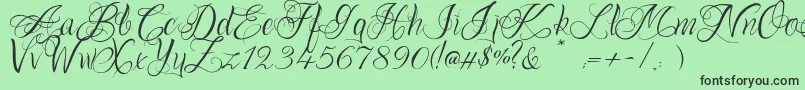 フォントOnechancescriptRegular – 緑の背景に黒い文字