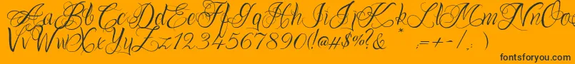 OnechancescriptRegular-fontti – mustat fontit oranssilla taustalla