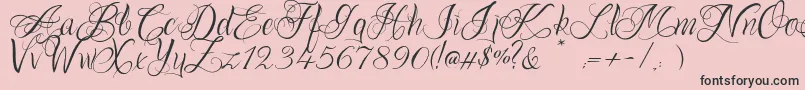 フォントOnechancescriptRegular – ピンクの背景に黒い文字