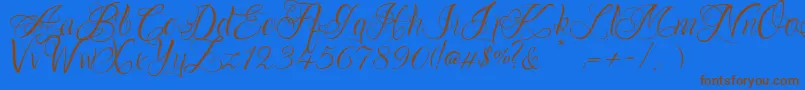 OnechancescriptRegular Font – Brown Fonts on Blue Background