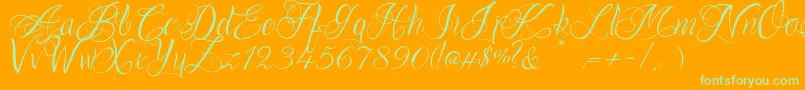 OnechancescriptRegular Font – Green Fonts on Orange Background