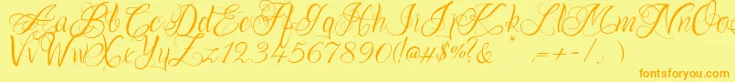 OnechancescriptRegular-Schriftart – Orangefarbene Schriften auf gelbem Hintergrund
