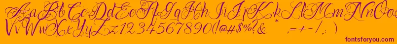 OnechancescriptRegular Font – Purple Fonts on Orange Background