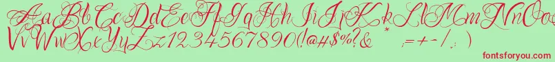 OnechancescriptRegular Font – Red Fonts on Green Background