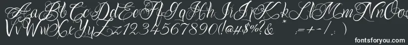 OnechancescriptRegular-fontti – valkoiset fontit mustalla taustalla
