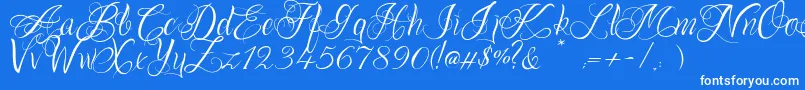 Шрифт OnechancescriptRegular – белые шрифты на синем фоне