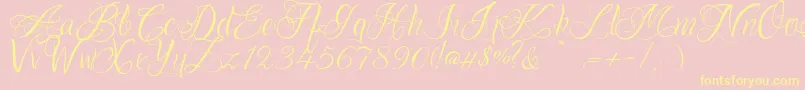 OnechancescriptRegular-Schriftart – Gelbe Schriften auf rosa Hintergrund