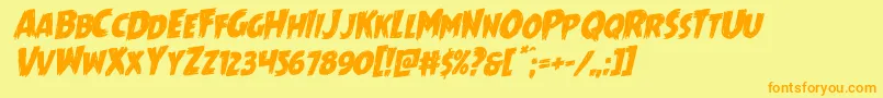 フォントMrsmonsterrotal – オレンジの文字が黄色の背景にあります。