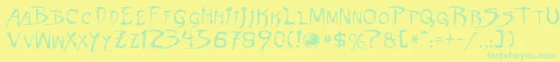 Czcionka Dinobots – zielone czcionki na żółtym tle