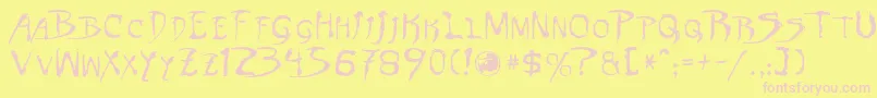 Dinobots Font – Pink Fonts on Yellow Background