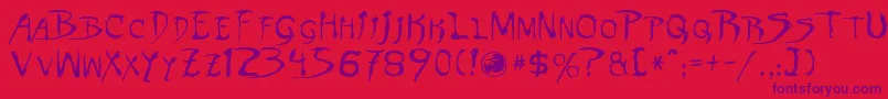 Dinobots-Schriftart – Violette Schriften auf rotem Hintergrund